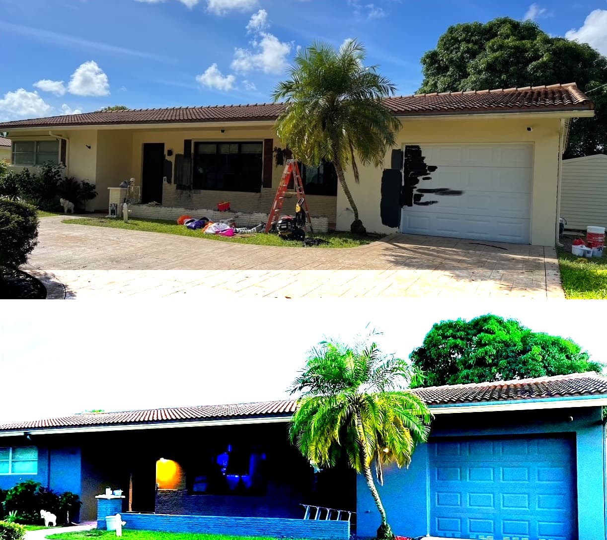 Completed South Florida residential exterior painting project by Twils Painting