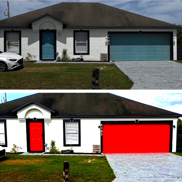 Bold Red Door & Garage